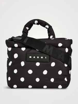 Mini Puff Nylon Tote Bag In Polka Dot Print