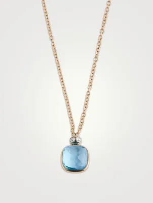 Nudo 18K Rose Gold Classic Pendant Necklace With Sky Blue Topaz And Diamonds