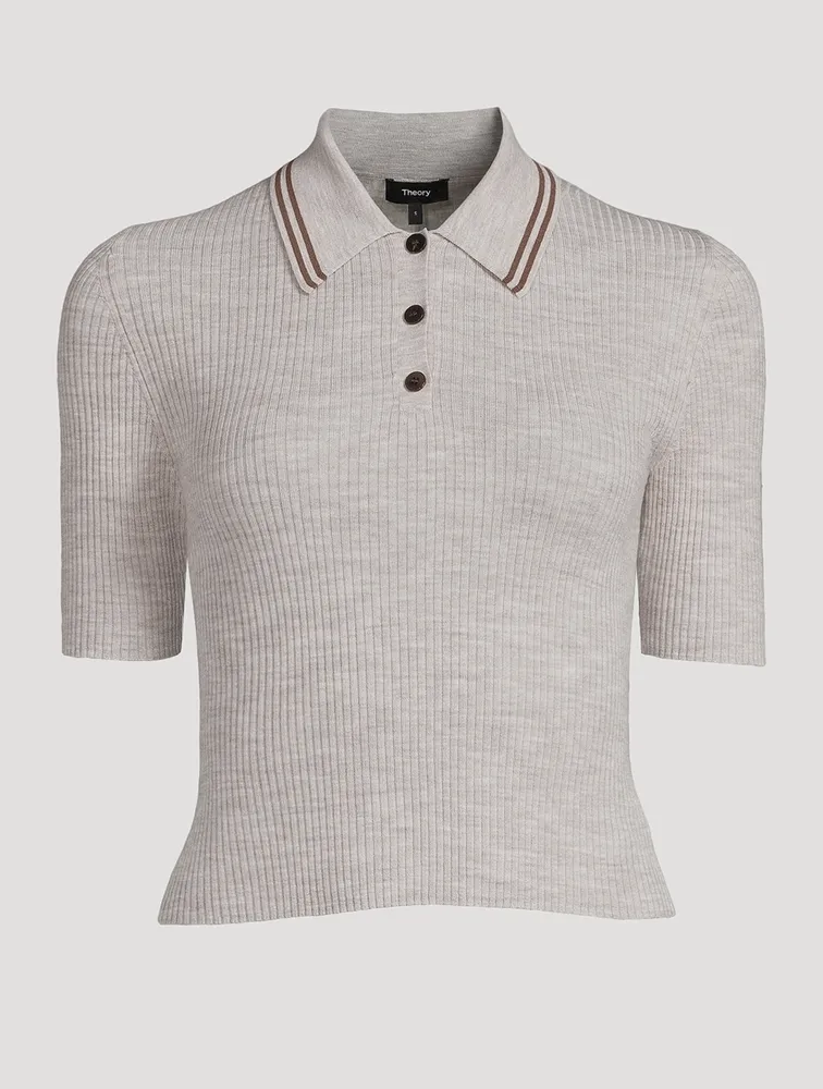 Rib-Knit Polo Shirt
