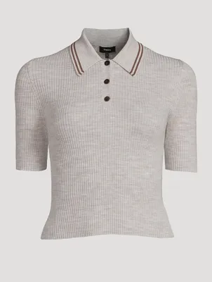 Rib-Knit Polo Shirt