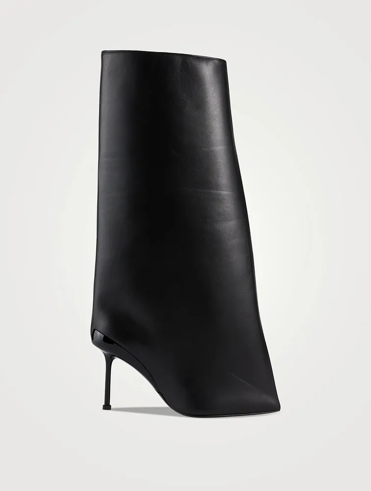 Slash Flare Leather Knee-High Boots