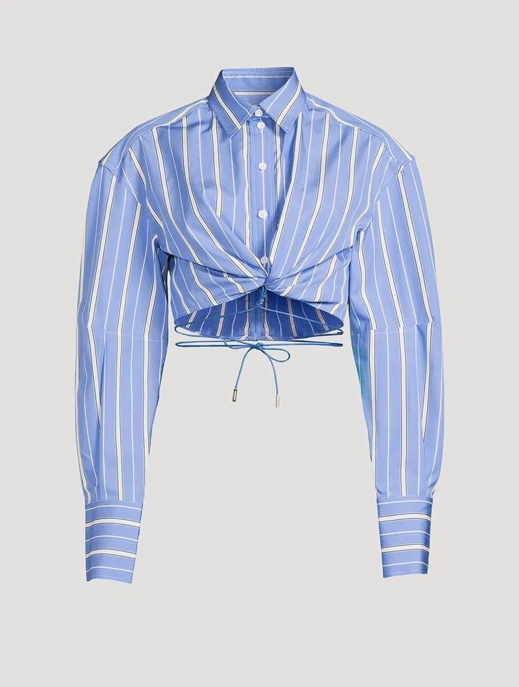 Plidao Cropped Shirt Stripe Print