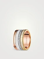 Large Quatre White Edition 18K Gold Ring With Diamonds And Hyceram
