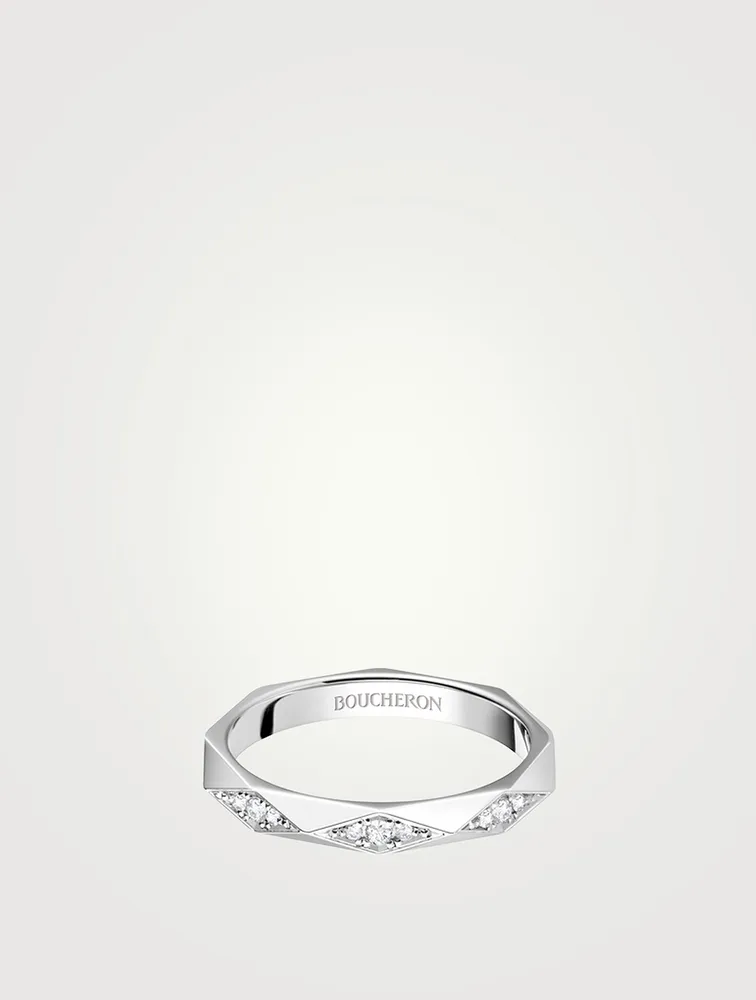 Facette Platinum Wedding Band With Diamonds