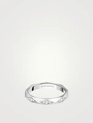 Facette Platinum Wedding Band With Diamonds