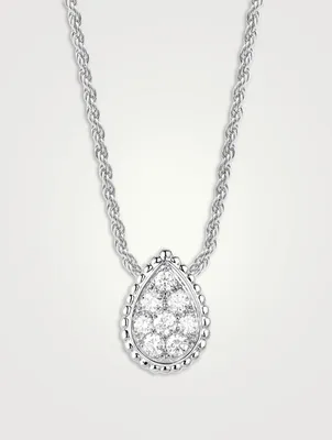 S Motif Serpent Bohème 18K White Gold Pendant Necklace With Diamonds