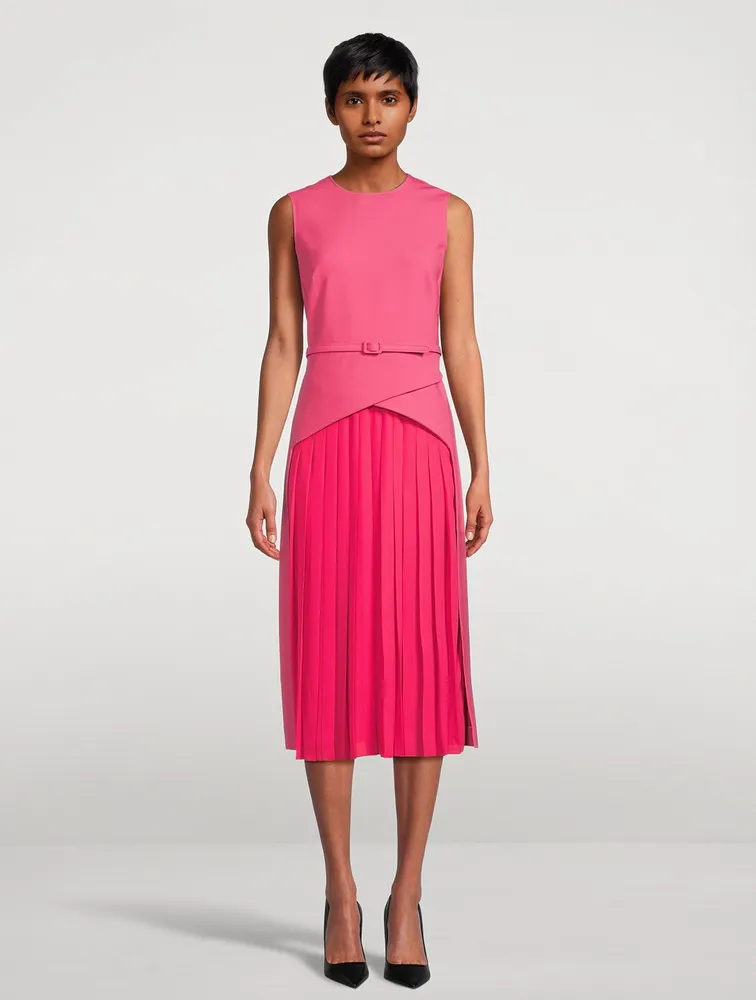 Belted Stretch-Wool Midi Dress