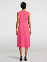 Belted Stretch-Wool Midi Dress
