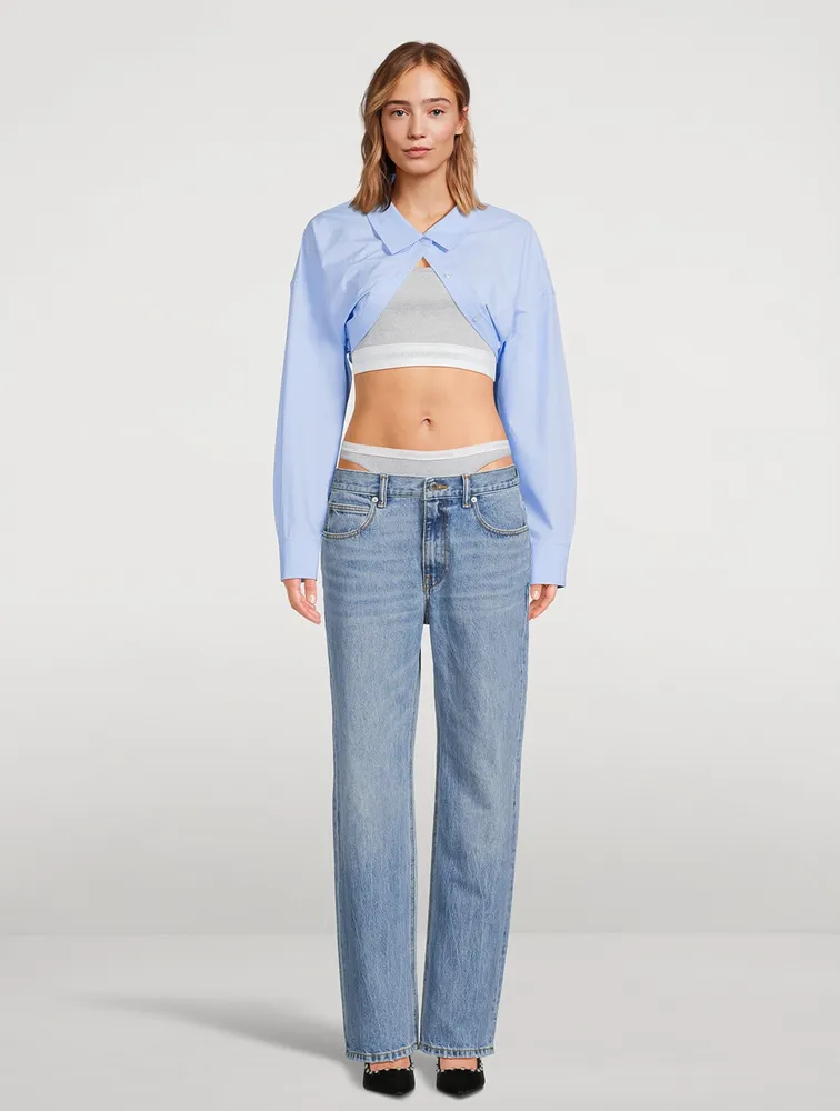 Poplin Bolero Layered Crop Top