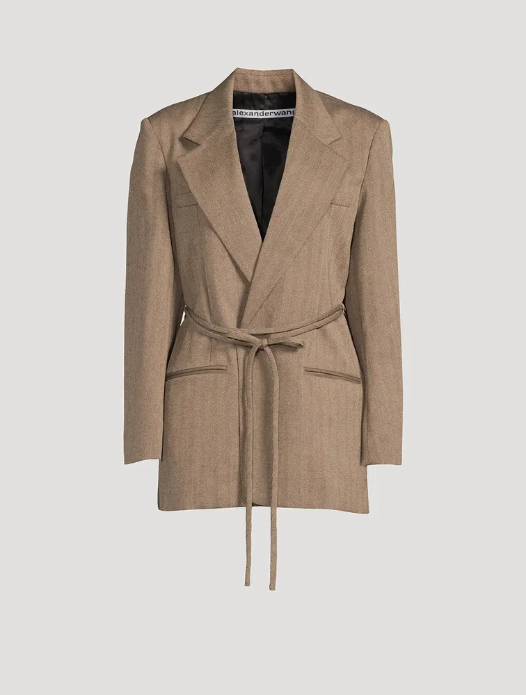 Tie-Waist Wool Blazer
