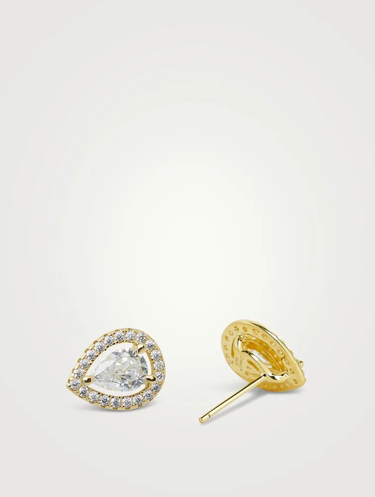 Emile Teardrop Halo Stud Earrings