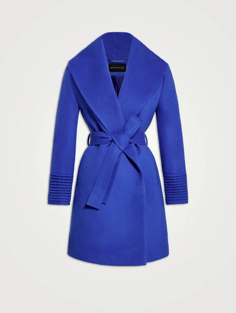 Belted Alpaca Wool Shawl Collar Wrap Coat