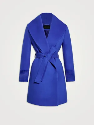 Belted Alpaca Wool Shawl Collar Wrap Coat