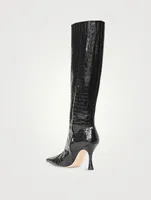 Cami Croc-Embossed Leather Knee-High Boots