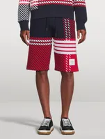 Tartan Check Cotton Jacquard Sweat Shorts