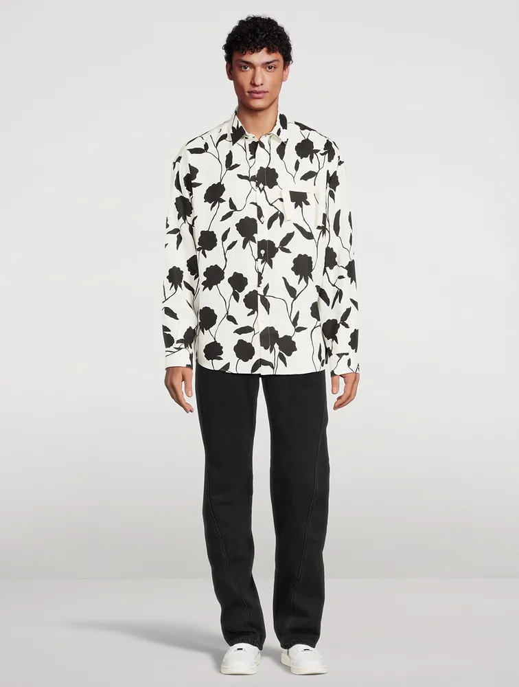 La Chemise Simon Linen Shirt Rose Print