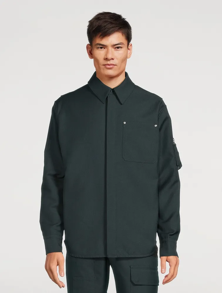 Wool Gabardine Shirt Jacket