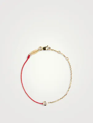 Kids Pure 18K Gold String-Chain Bracelet With Diamond