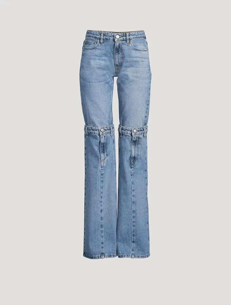 Open-Knee Straight-Leg Jeans