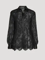 Satin-Trimmed Chantilly Lace Shirt