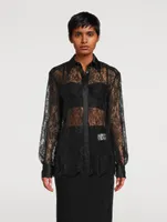 Satin-Trimmed Chantilly Lace Shirt