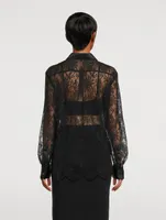 Satin-Trimmed Chantilly Lace Shirt