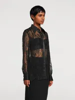 Satin-Trimmed Chantilly Lace Shirt