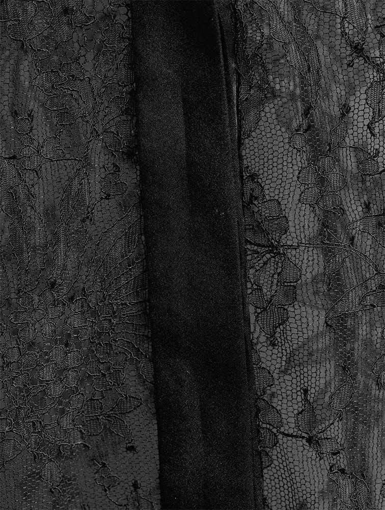 Satin-Trimmed Chantilly Lace Shirt