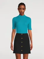 Wool Mockneck Short-Sleeve Sweater