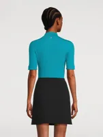 Wool Mockneck Short-Sleeve Sweater