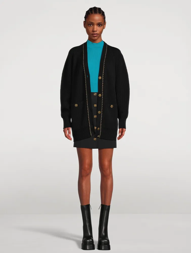 Wool Mockneck Short-Sleeve Sweater