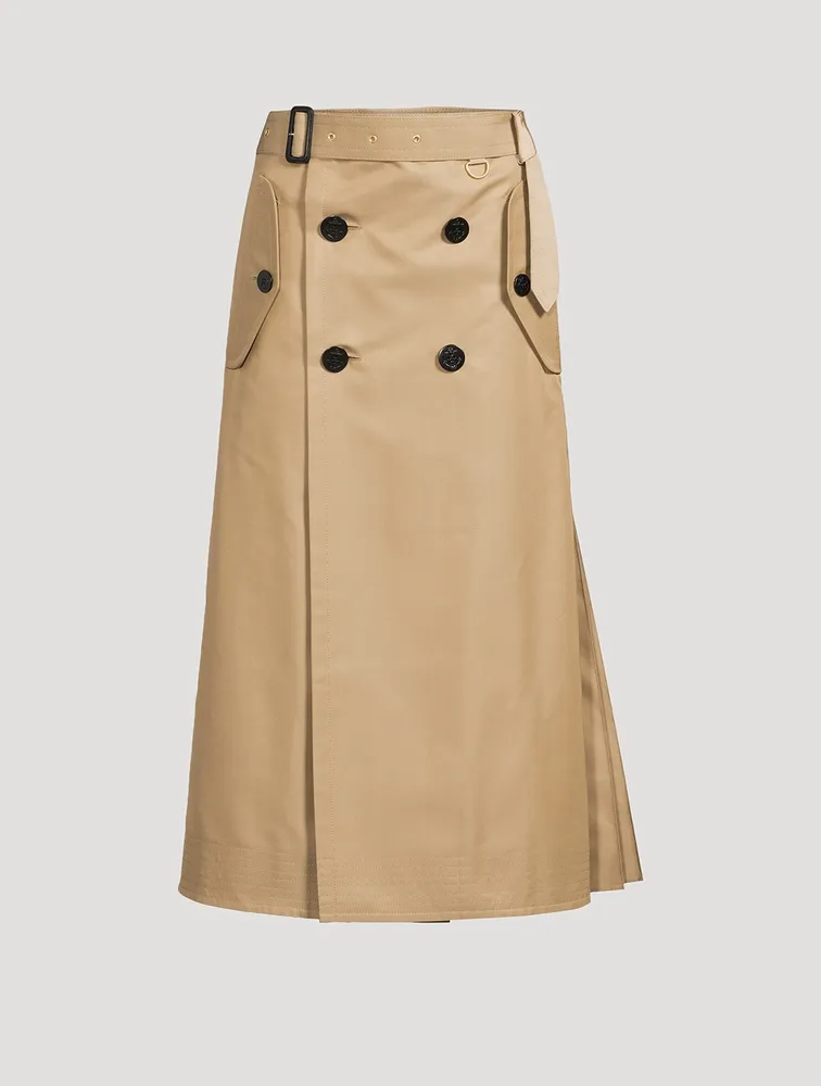 Cotton Gabardine Midi Skirt