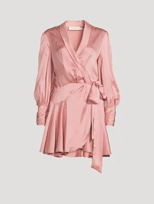 Silk Wrap Mini Dress