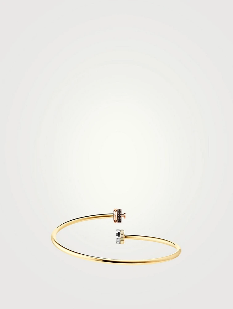 Quatre Classique 18K Gold Bracelet With Diamonds And Brown PVD