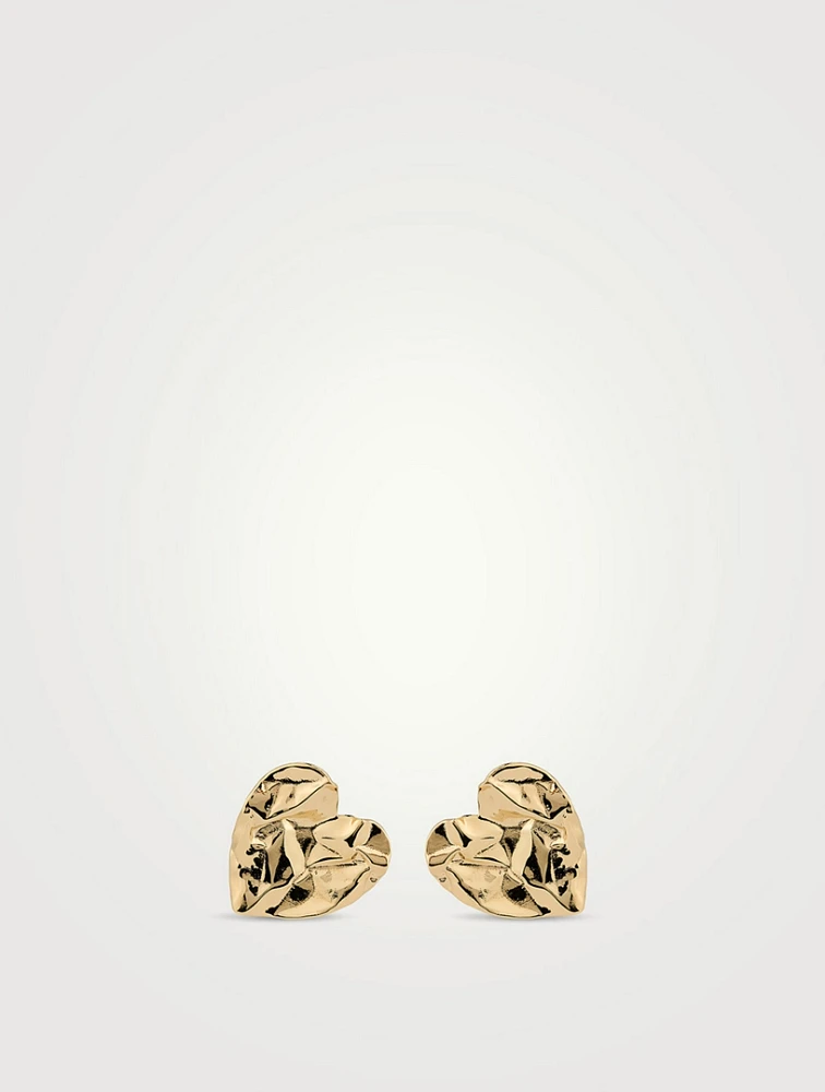 Small Crushed Heart Earrings