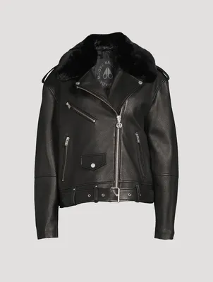 Maddox Faux Shearling-Trimmed Leather Jacket