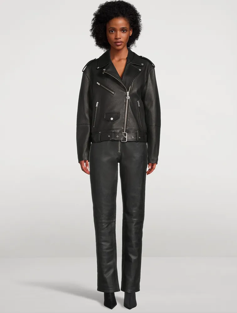 Maddox Faux Shearling-Trimmed Leather Jacket