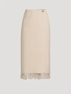 Ciarra Fringe-Trimmed Midi Skirt