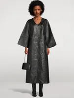 Cebello Croc-Embossed Leather Midi Dress