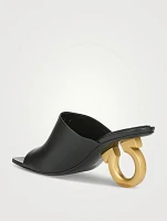 Sculpted-Heel Leather Mules