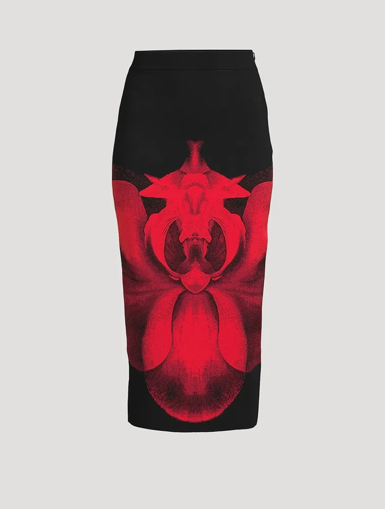 Pencil Skirt Ethereal Orchid Print
