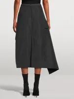 Asymmetric Faille Midi Skirt