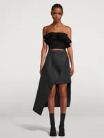 Asymmetric Faille Midi Skirt