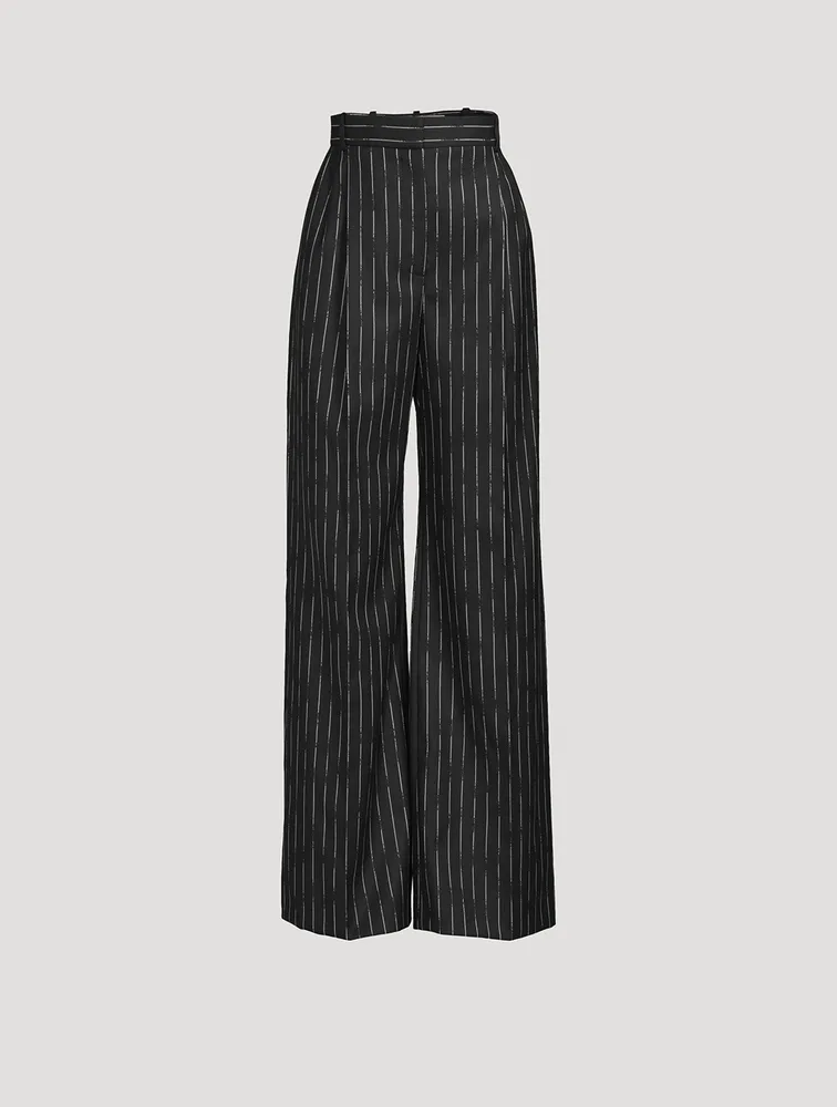 Wide-Leg Trousers Broken Stripe Print