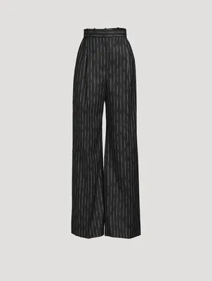 Wide-Leg Trousers Broken Stripe Print