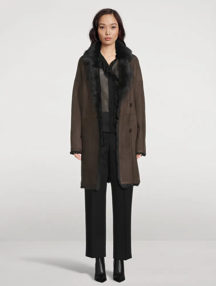 August Reversible Shearling Suede Coat