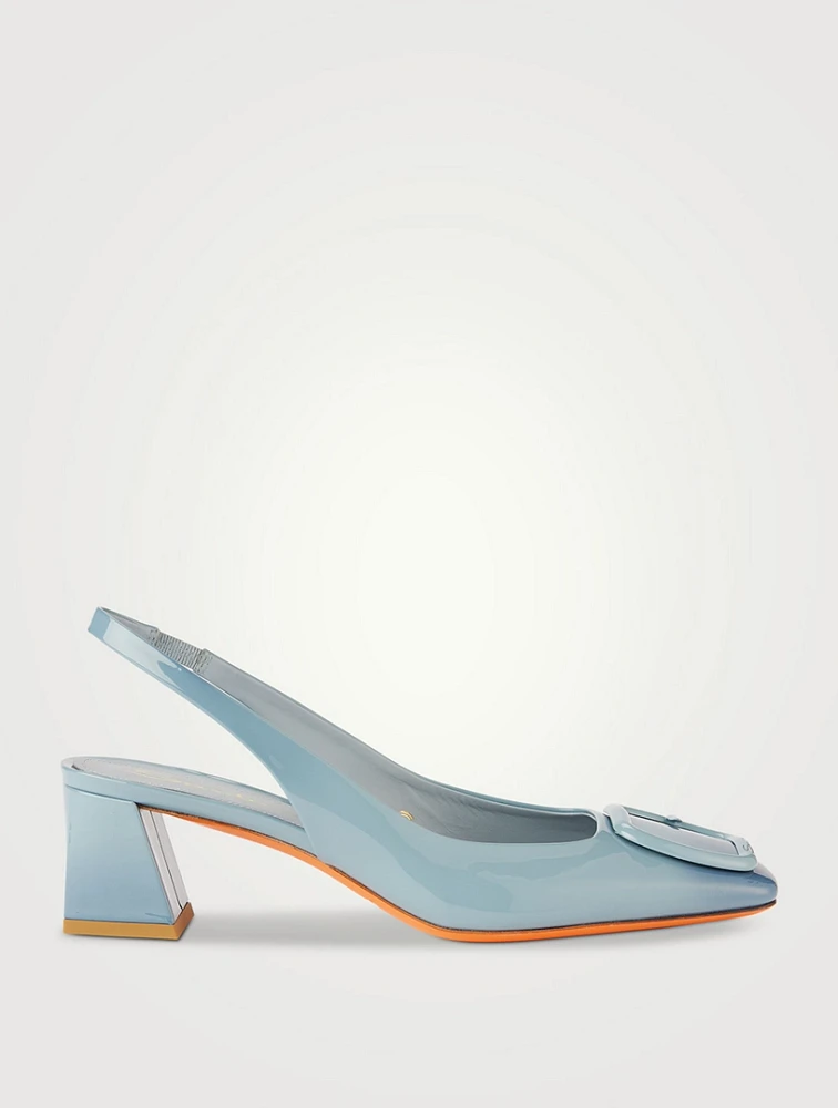 Lemon Patent Leather Slingback Pumps