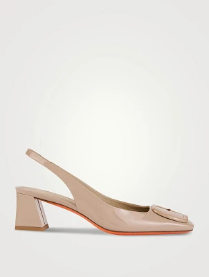 Lemon Patent Leather Slingback Pumps