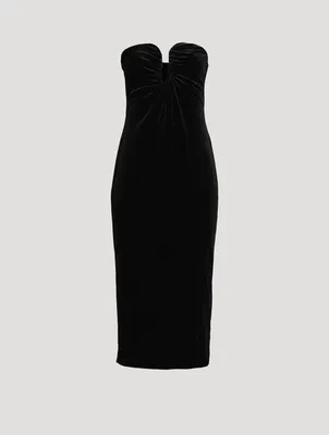 Velvet Strapless Midi Dress