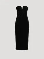 Velvet Strapless Midi Dress